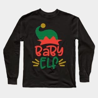 Baby Elf Funny Ugly Sweater Themed Elf Squad Christmas Gift For Kids Long Sleeve T-Shirt